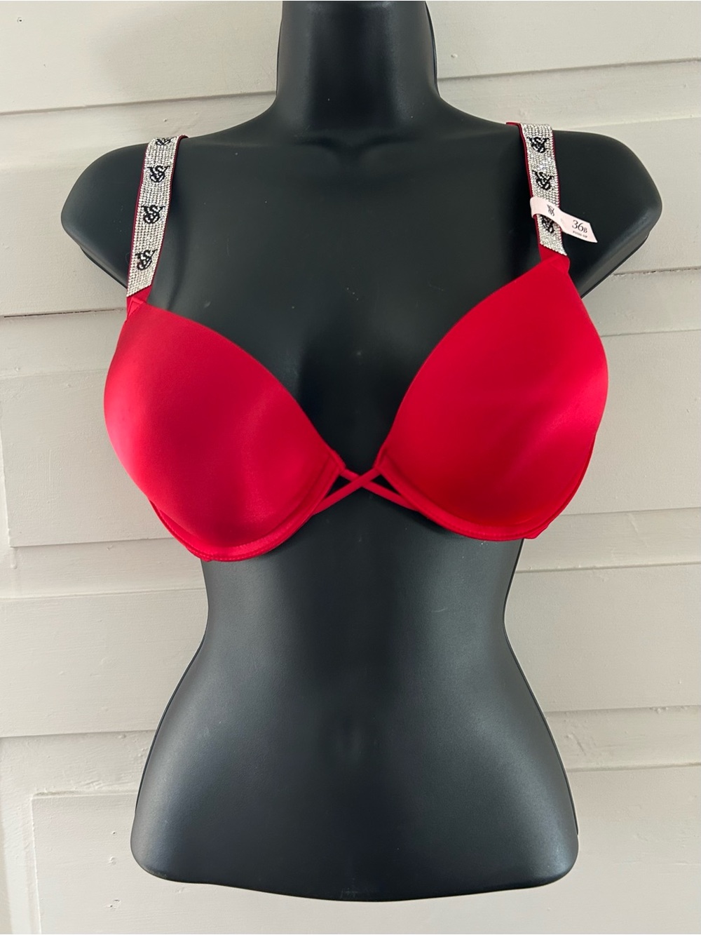 36B Victoria's Secret Red Push-Up Bra with Logo Accent Straps